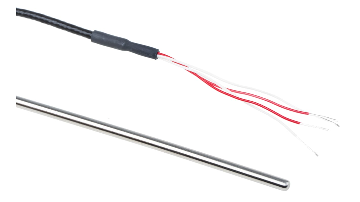 RS PRO PT100 RTD Sensor, 4mm Dia, 200mm Long, 4 Wire, Probe, Class B +250°C Max