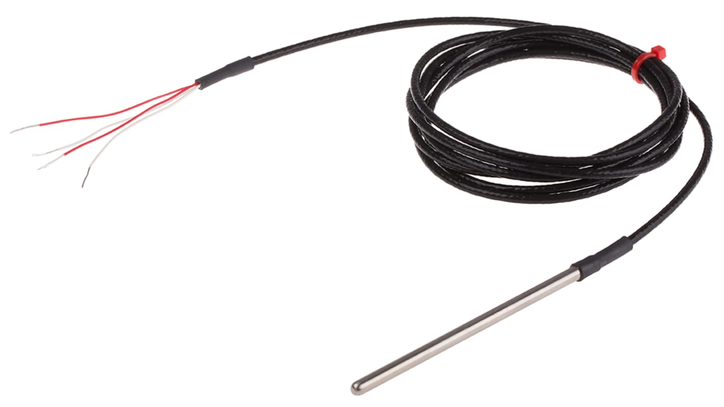 RS PRO PT100 RTD Sensor, 4.5mm Dia, 100mm Long, 4 Wire, Probe, Class B +250°C Max