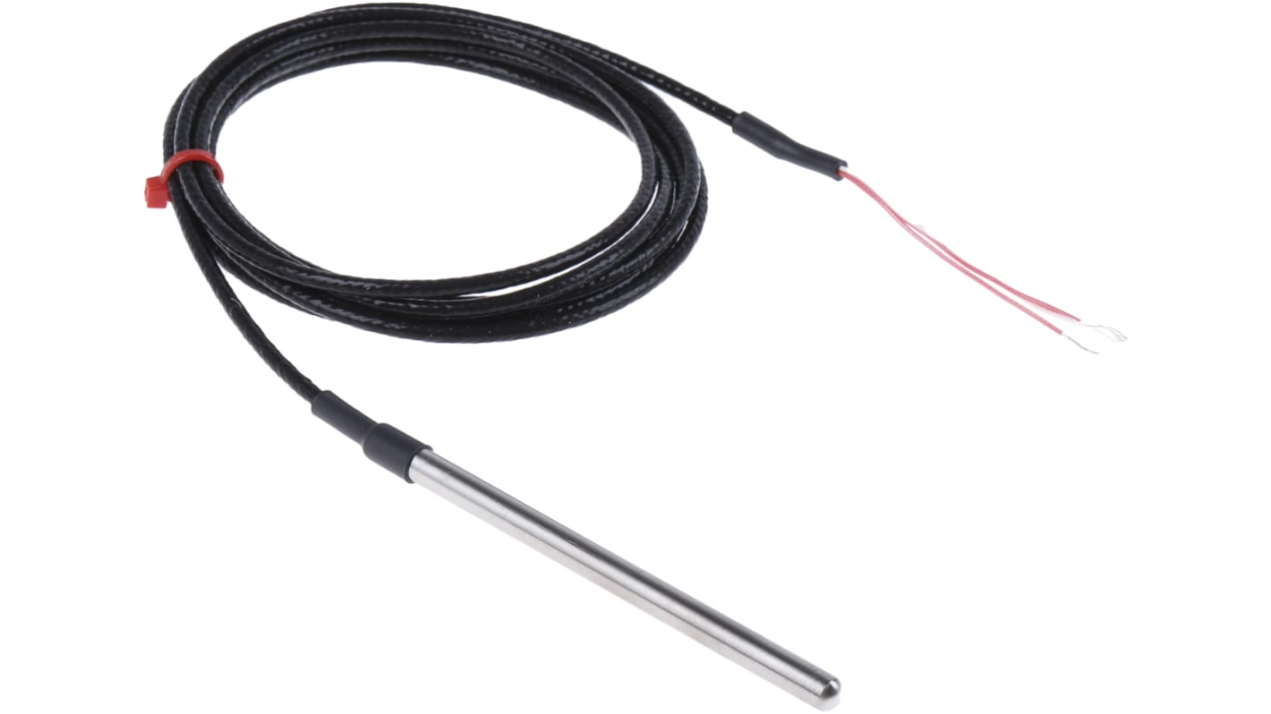 RS PRO PT100 RTD Sensor, 6mm Dia, 100mm Long, 4 Wire, Probe, Class B +250°C Max