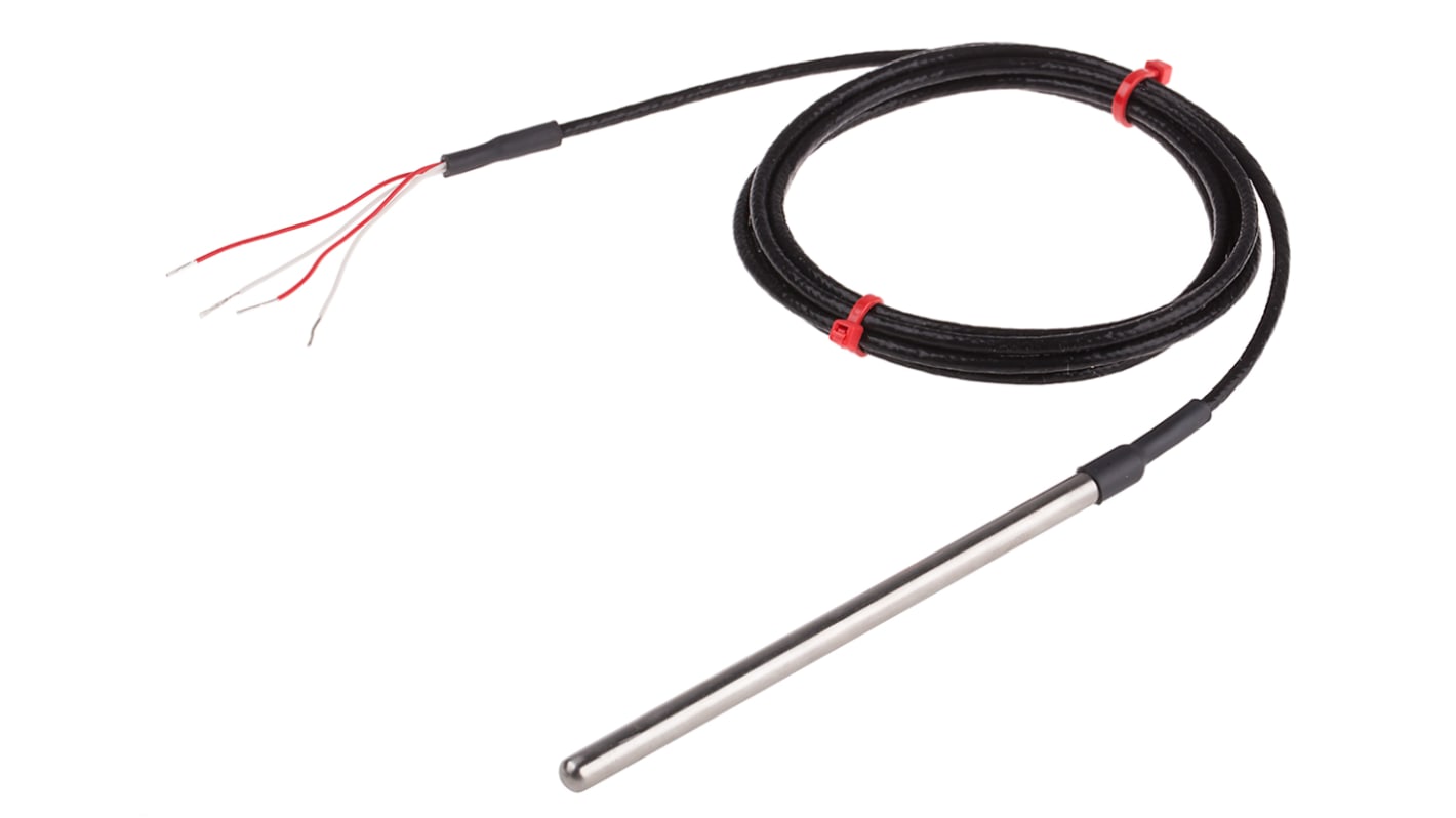 RS PRO PT100 RTD Sensor, 6mm Dia, 125mm Long, 4 Wire, Probe, Class B +250°C Max