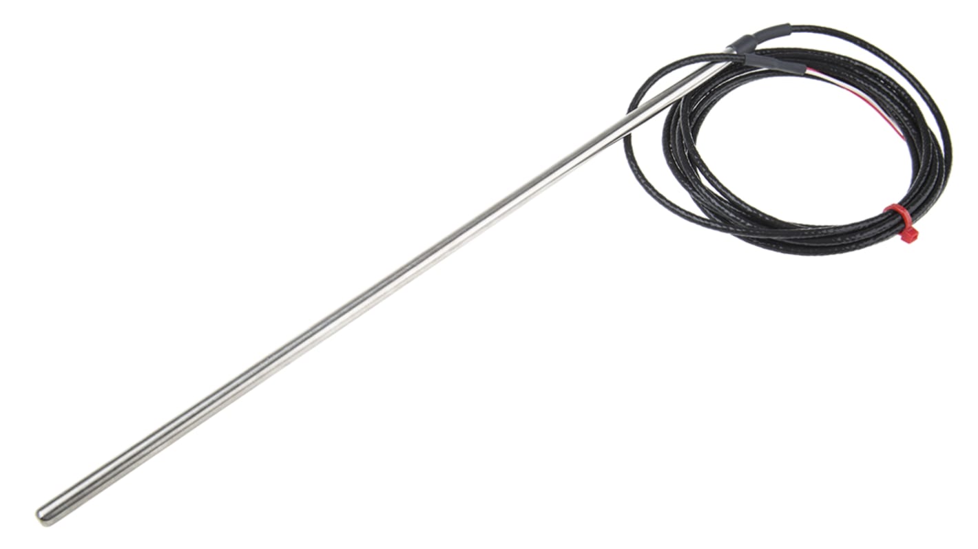 RS PRO PT100 RTD Sensor, 6mm Dia, 300mm Long, 4 Wire, Class B +250°C Max