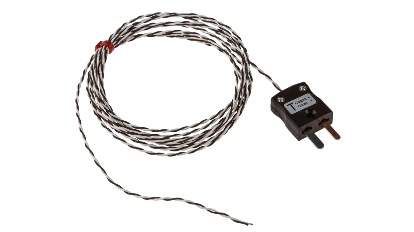 Termopar tipo T RS PRO, Ø sonda 1/0.2mm x 2m, temp. máx +260°C, cable de 2m, conexión , con conector miniatura
