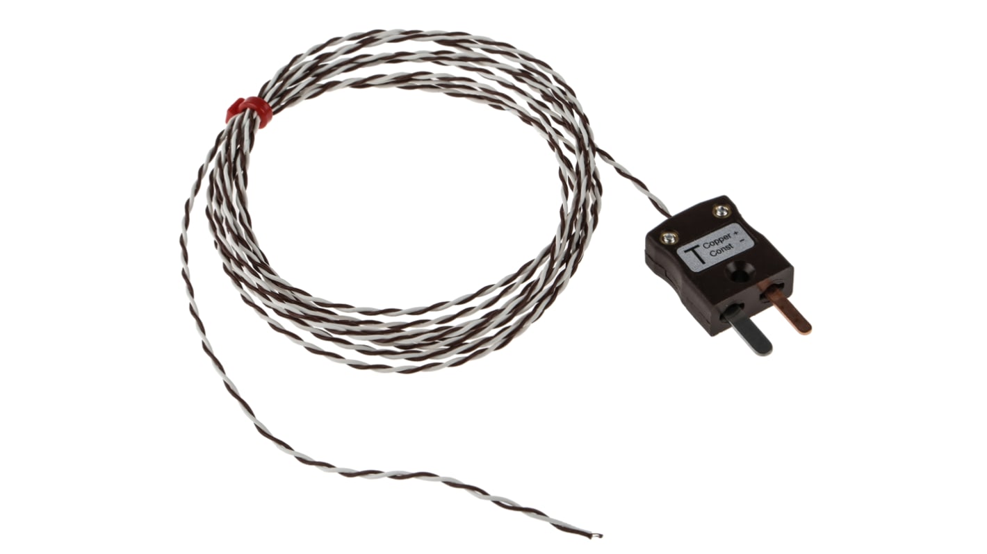 Termocoppia a giunzione esposta tipo T, Ø sonda 1/0.2mm, lungh. sonda 2m, +260°C