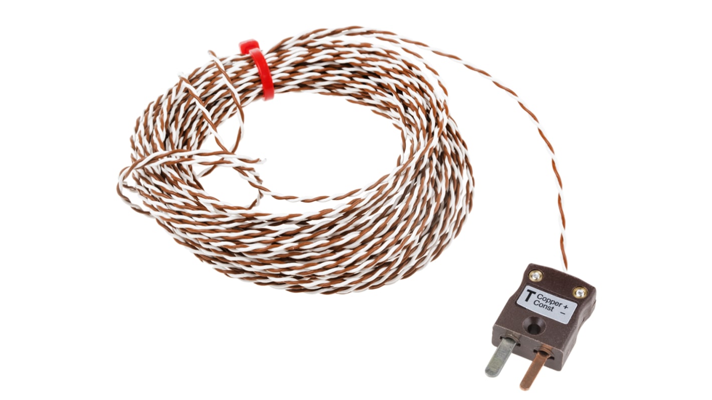RS PRO Type T Exposed Junction Thermocouple 10m Length, 1/0.2mm Diameter → +260°C