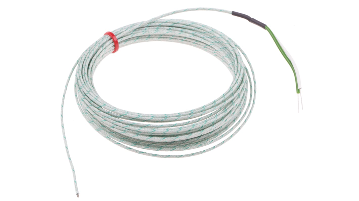 RS PRO Type K Exposed Junction Thermocouple 10m Length, 1/0.508mm Diameter → +350°C