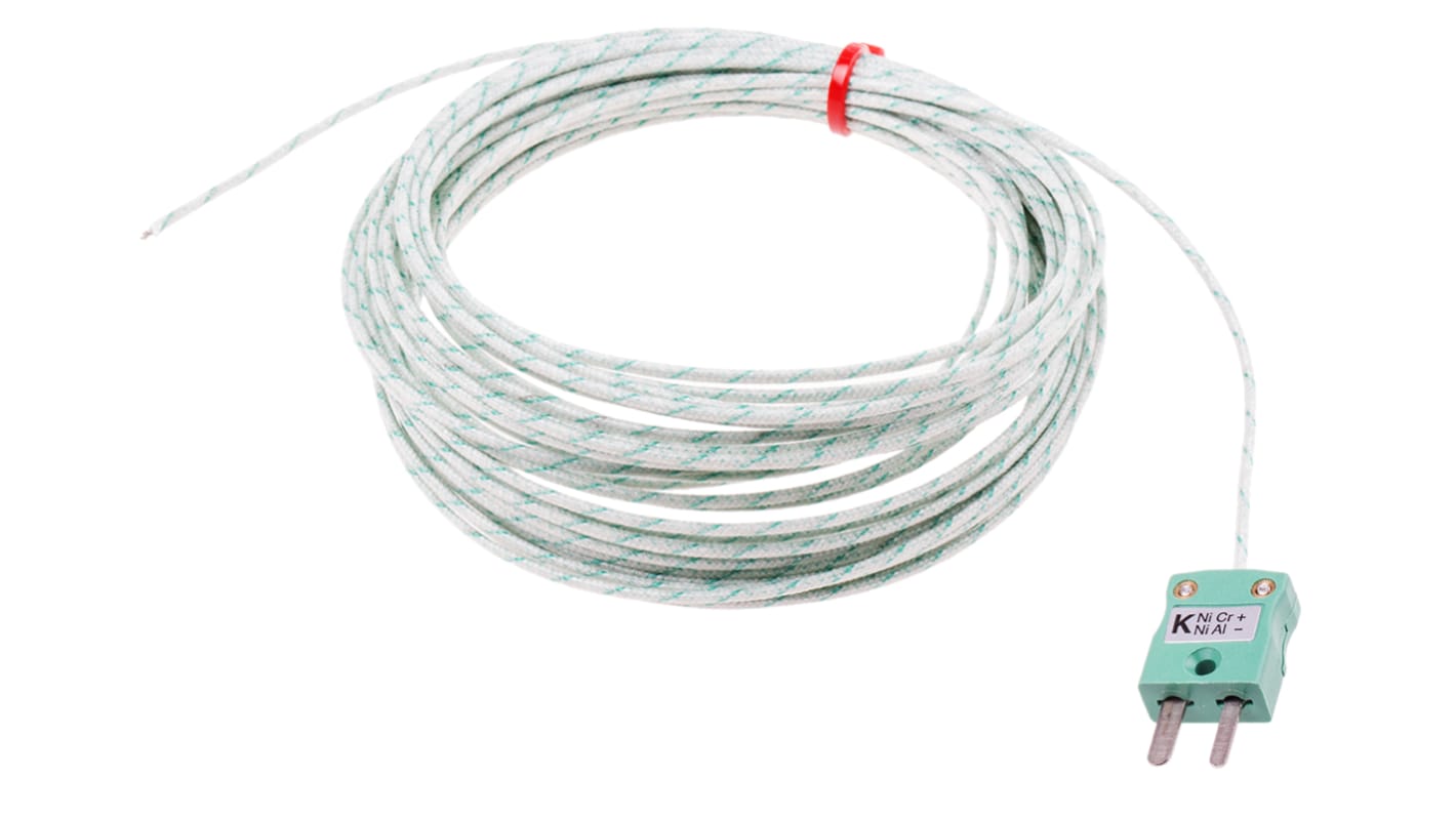 RS PRO Type K Exposed Junction Thermocouple 10m Length, 1/0.508mm Diameter → +350°C
