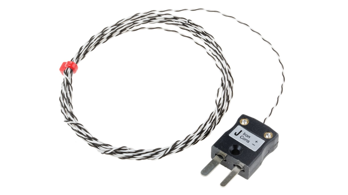 Termopar tipo J RS PRO, Ø sonda 1/0.2mm x 2m, temp. máx +250°C, cable de 2m, conexión , con conector miniatura