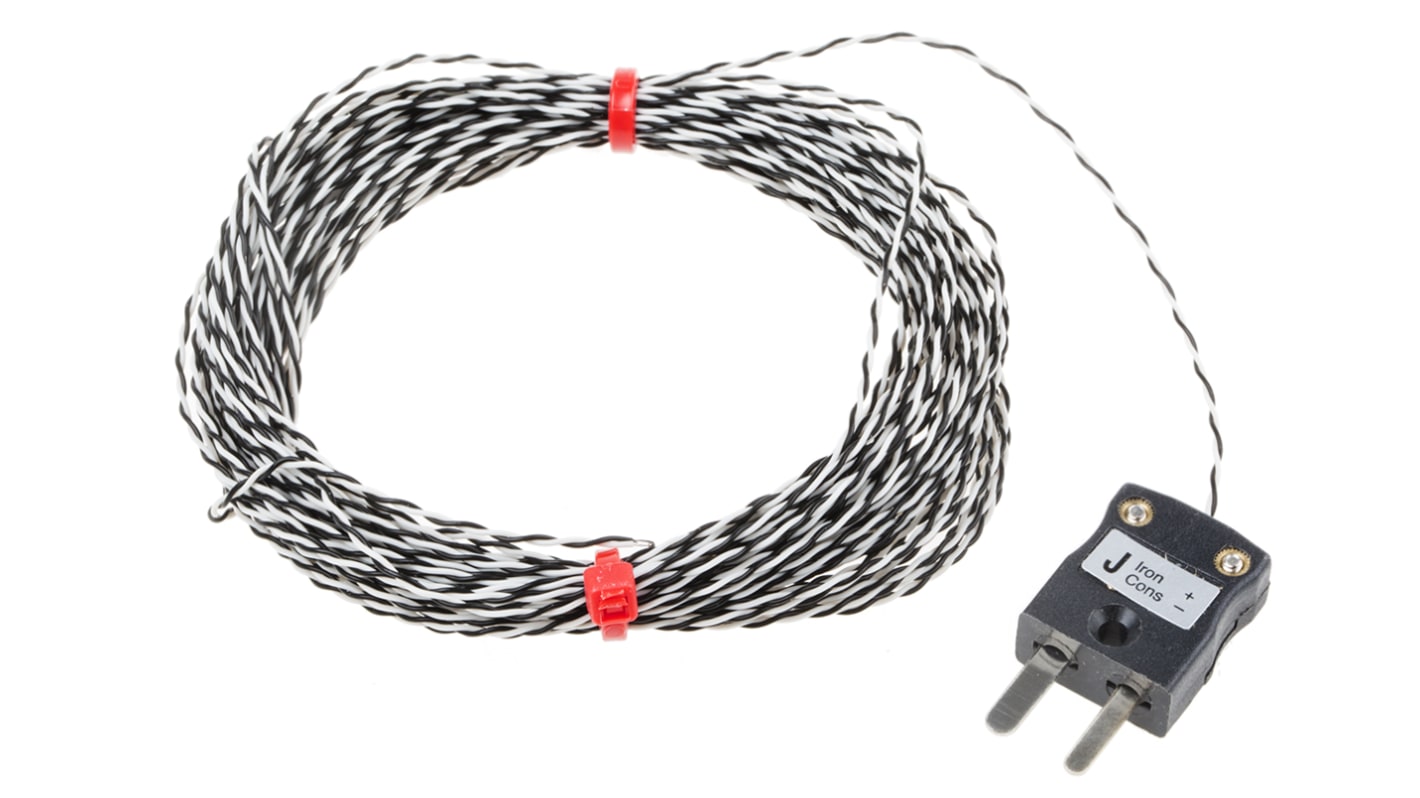 RS PRO Type J Exposed Junction Thermocouple 10m Length, 1/0.2mm Diameter → +250°C