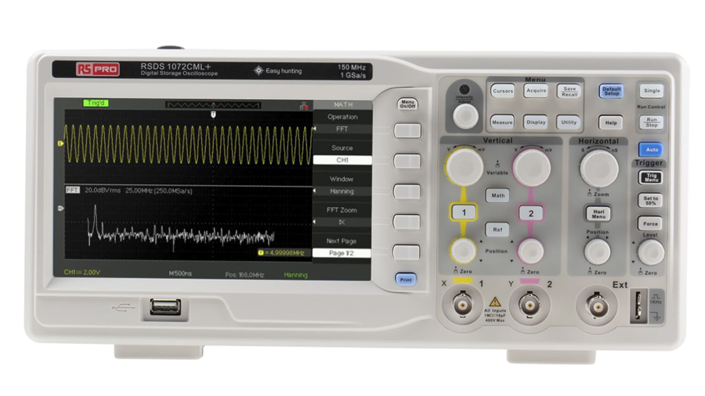 RS PRO RSDS1152CML+, 150MHz Bench Oscilloscope, 2 Analogue Channels