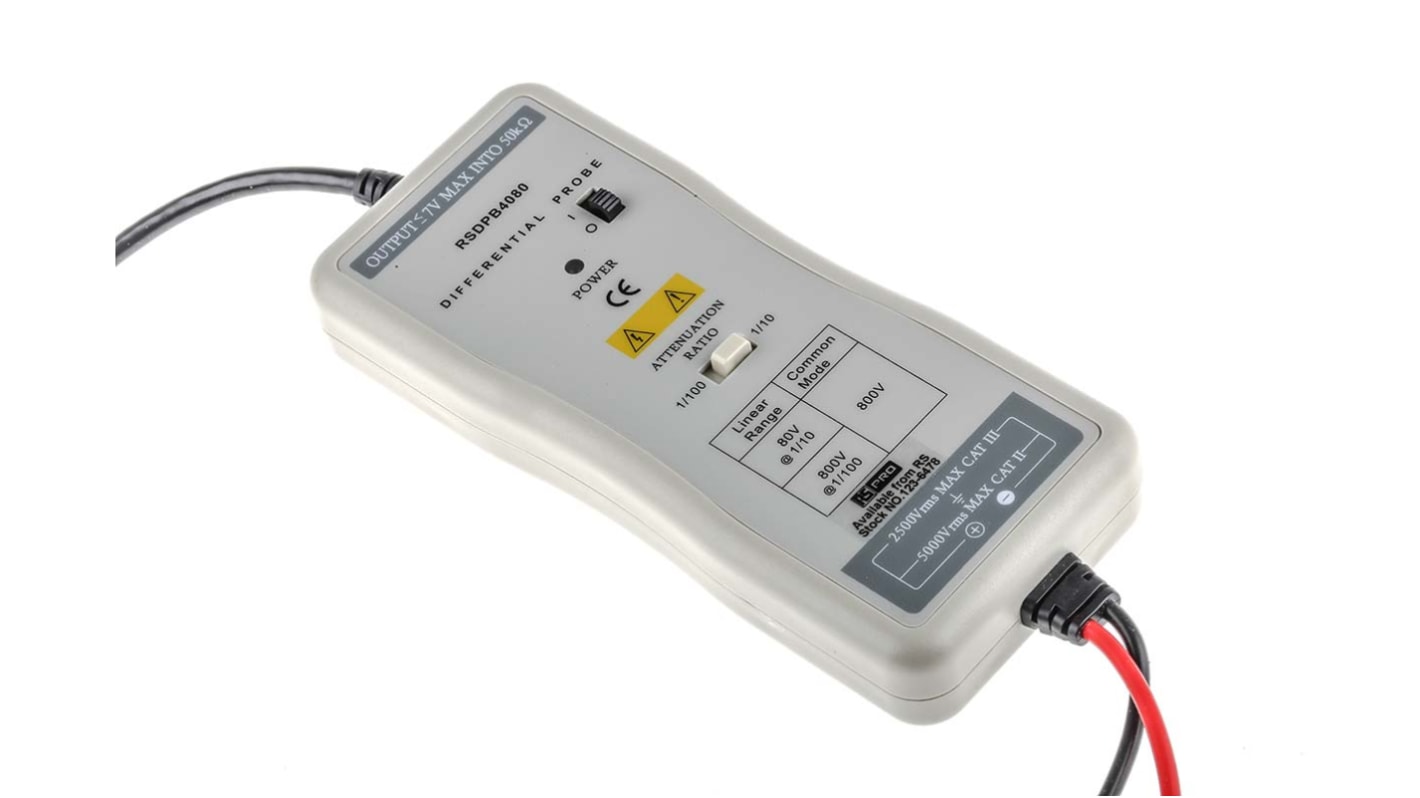 RS PRO Oscilloscope Probe, Differential Type, 50MHz, 1:10, 1:100