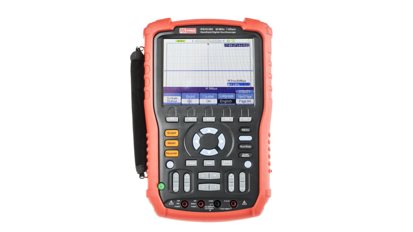 RS PRO RSHS806 Digital Handheld Oscilloscope, 2 Analogue Channels, 60MHz - UKAS Calibrated