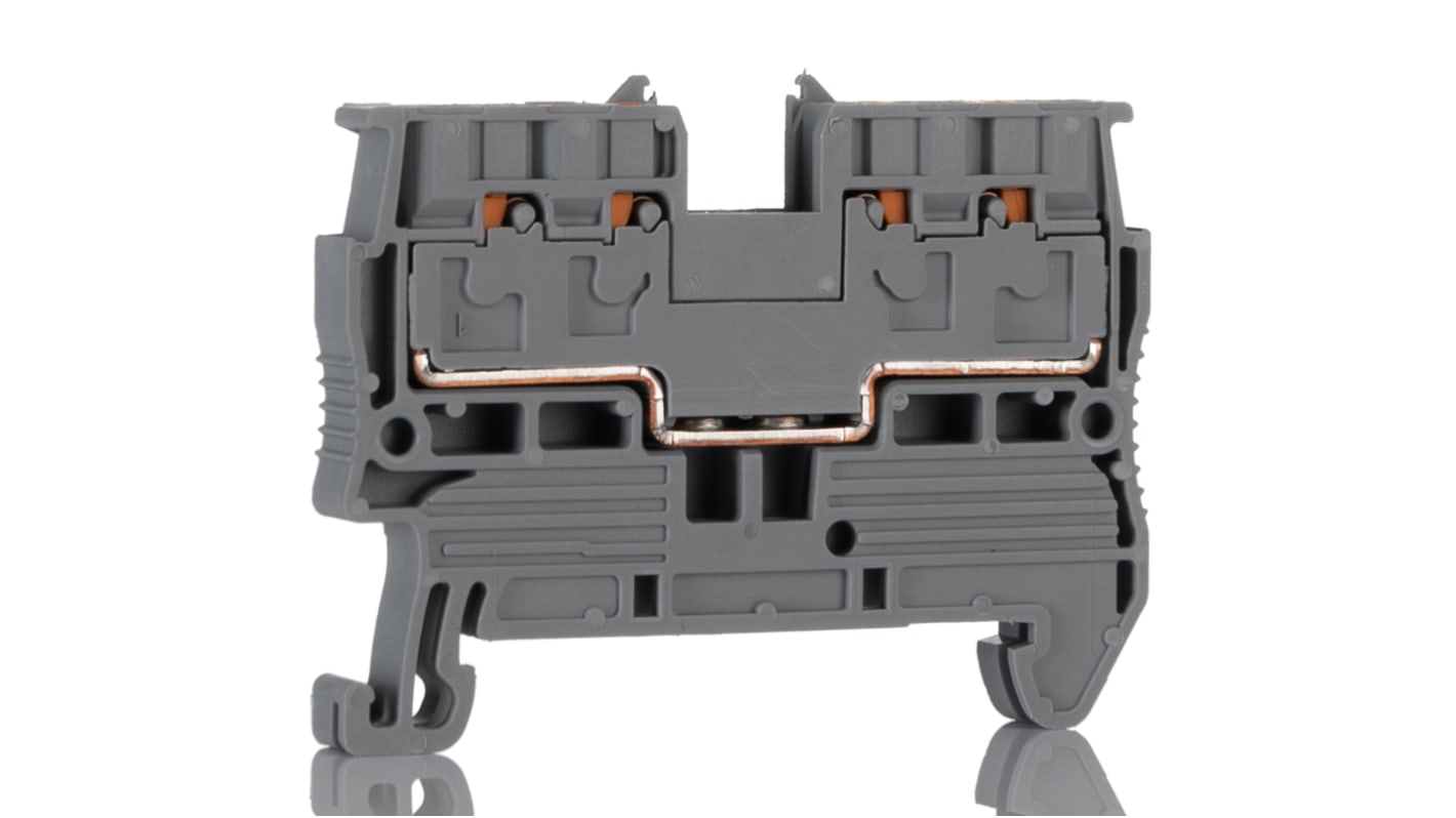 Phoenix Contact 3211019 PT 2.5/S-QUATTRO Series Grey, 4-Level, Push In Termination