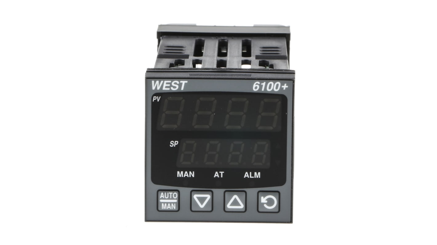 West Instruments P6100+ Panel Mount PID Temperature Controller, 48 x 48mm 1 Input, 2 Output Relay, 100 → 240 V
