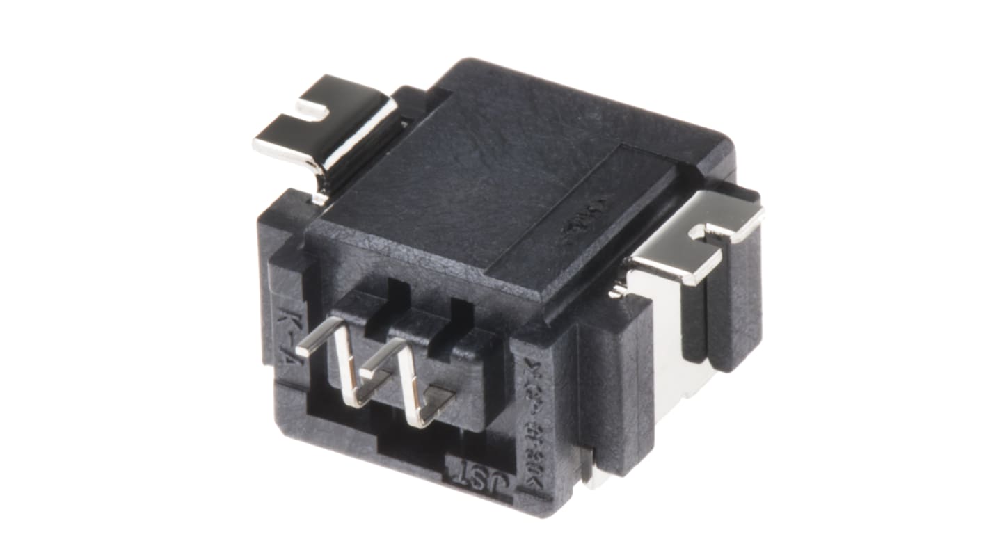 JST, CPT Automotive Connector Plug Black Surface Mount 2 Way, Solder Termination SM02B-CPTK-1A-TB