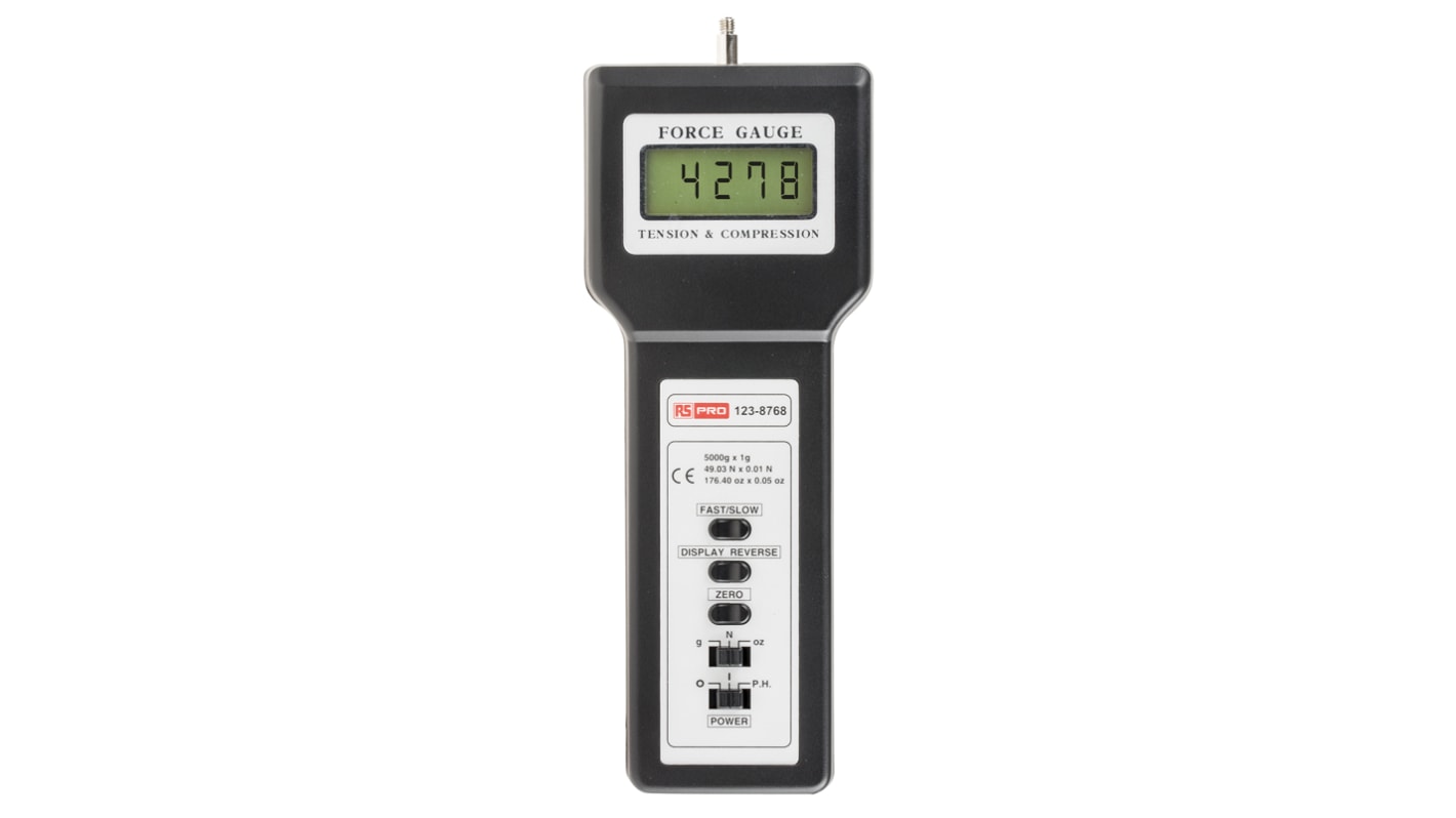 RS PRO Force Gauge 0.8Hz RS232, Range: 5000g, Resolution: 1 g