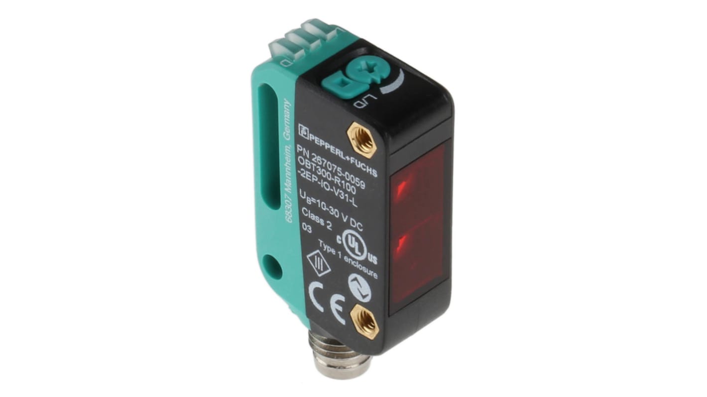 Rs-Online Sensore fotoelettrico Rettangolare Pepperl + Fuchs a soppressione di sfondo rilevamento 7 mm → 300 mm uscita