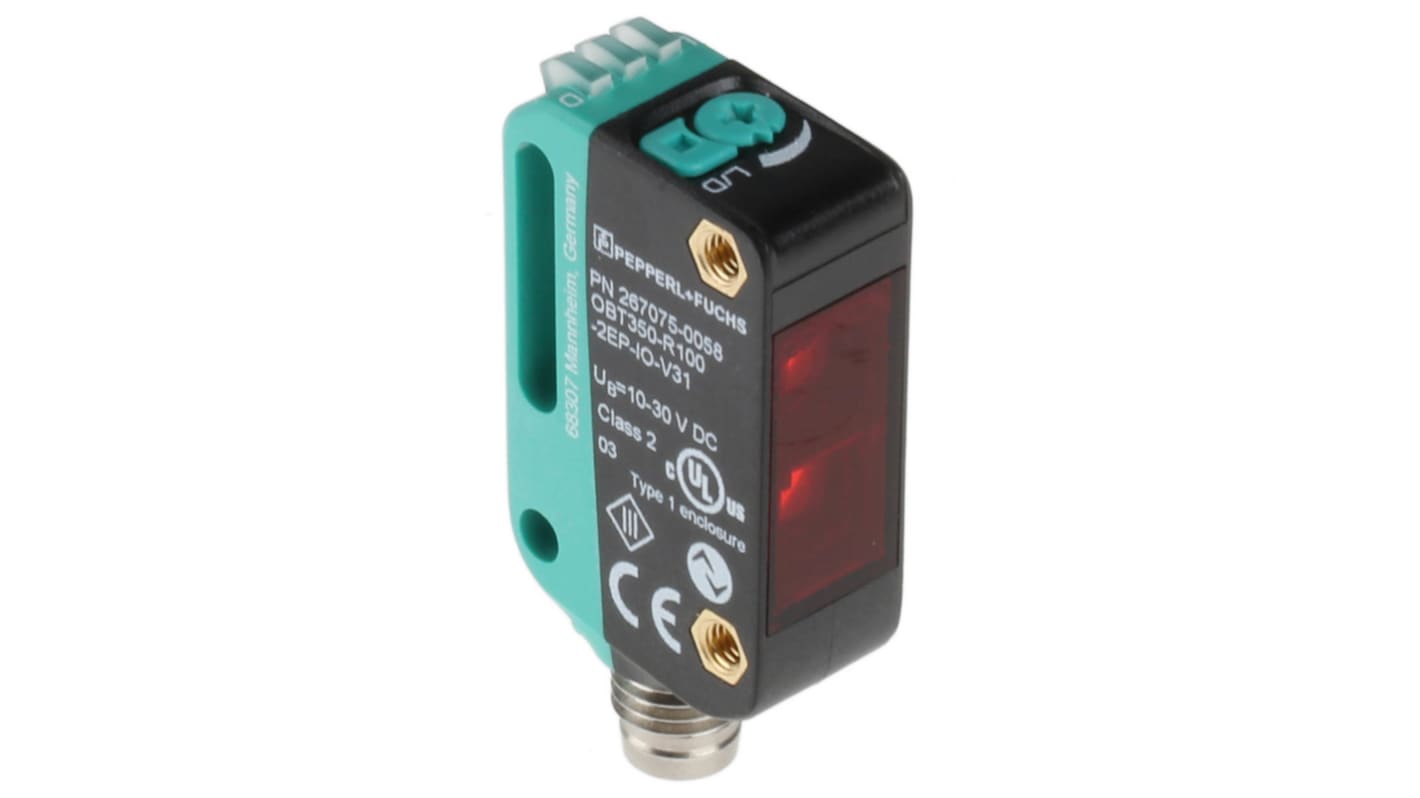 Rs-Online Sensore fotoelettrico Rettangolare Pepperl + Fuchs a soppressione di sfondo rilevamento 5 mm → 350 mm uscita