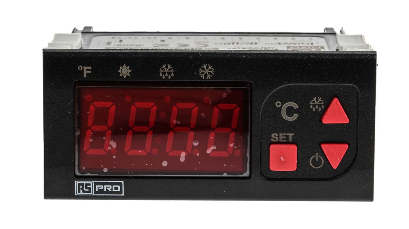 RS PRO Panel Mount On/Off Temperature Controller, 77 x 35mm 1 Input, 1 Output Relay, 24 V ac/dc Supply Voltage