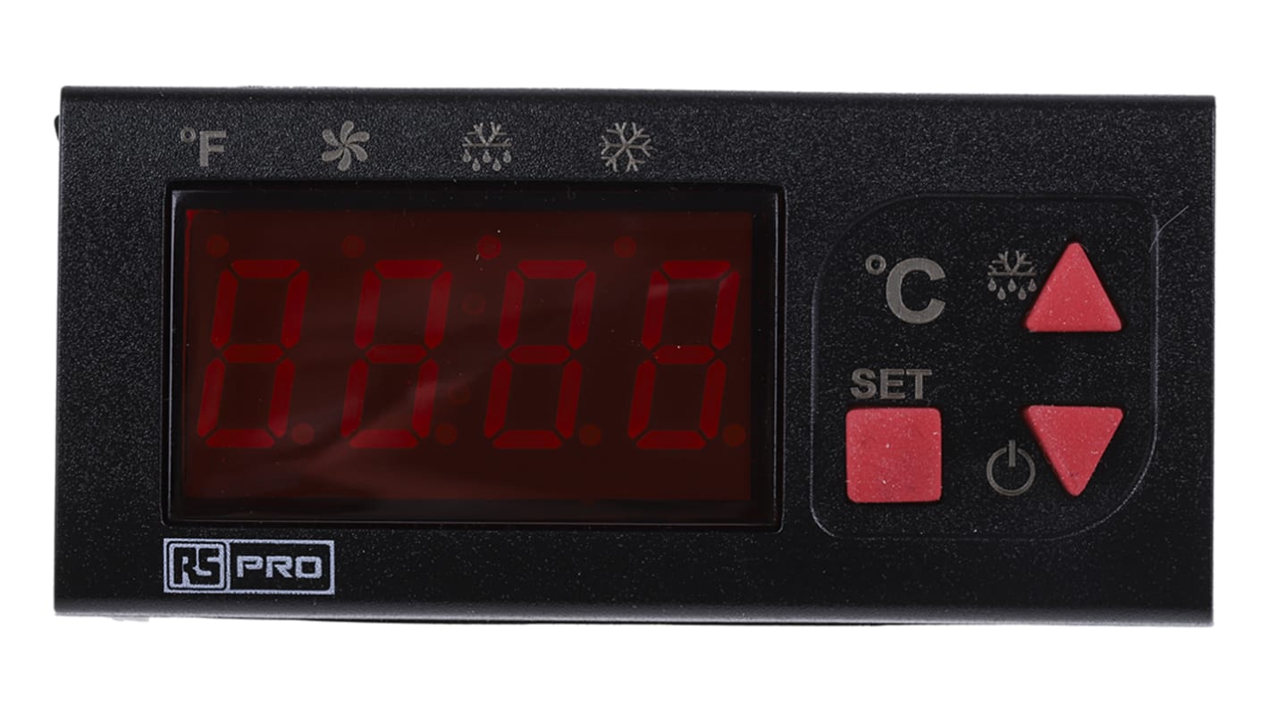 RS PRO Panel Mount On/Off Temperature Controller, 77 x 35mm 2 Input, 3 Output Relay, 230 V ac Supply Voltage