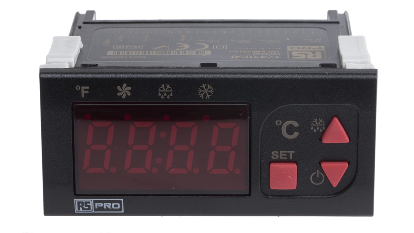 Controlador de temperatura ON/OFF RS PRO, 77 x 35mm, 24 V ac / dc, 2 entradas NTC, 3 salidas Relé