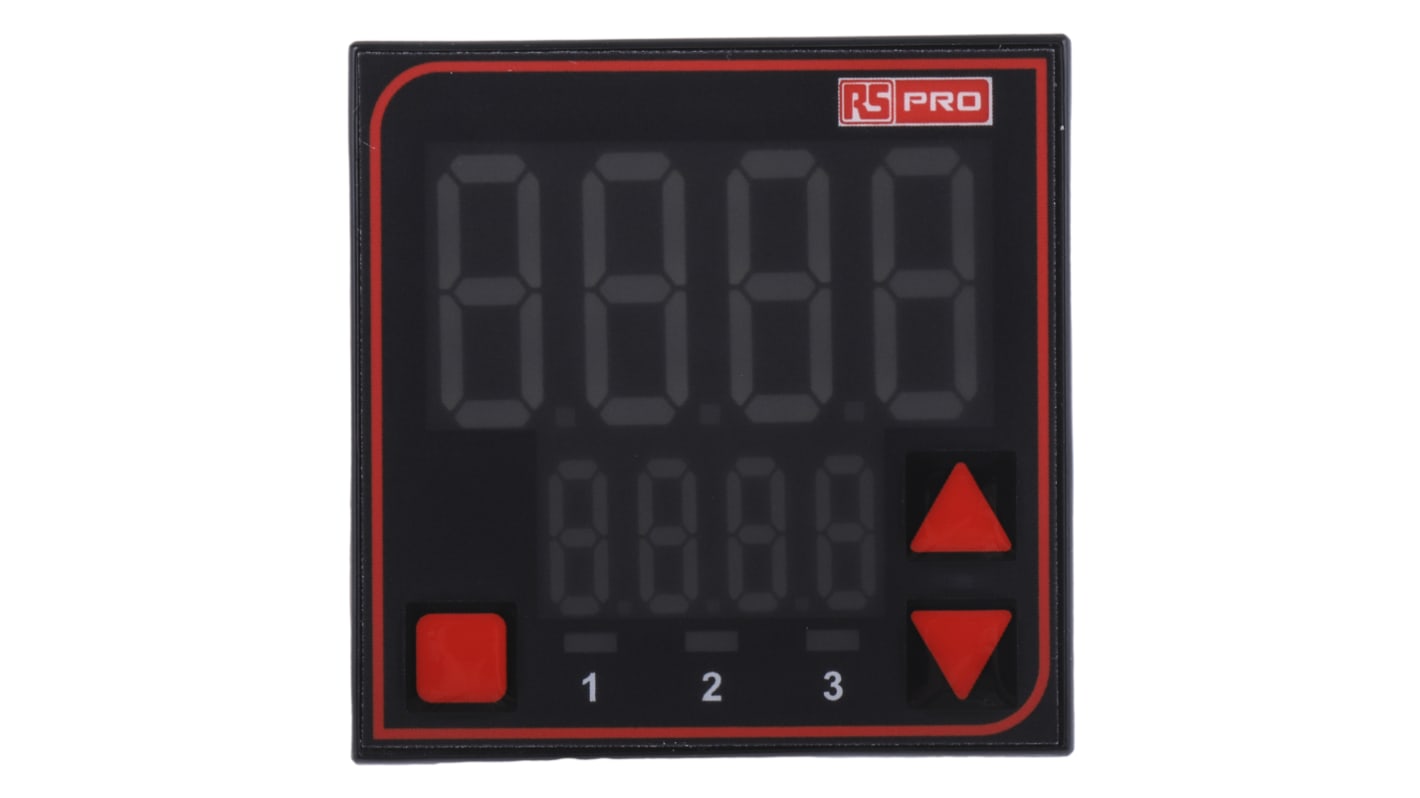 RS PRO Panel Mount PID Temperature Controller, 48 x 48mm, 2 Output Relay, SSR, 110 → 240 V ac Supply Voltage