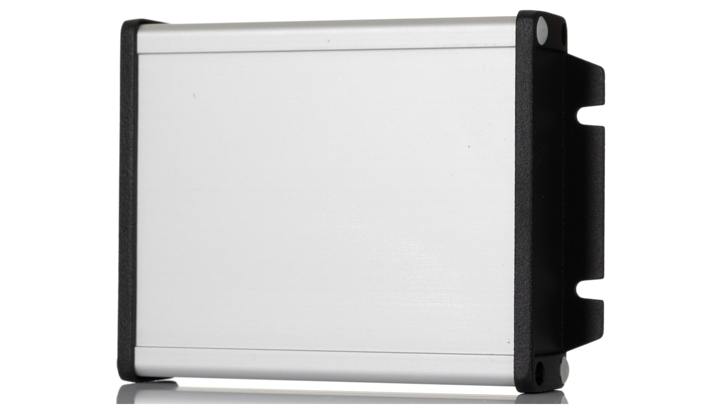 Hammond 1457 Series Silver Anodised Aluminium Enclosure, IP65, Flanged, Black Lid, 34.9 x 106.9 x 151.6mm