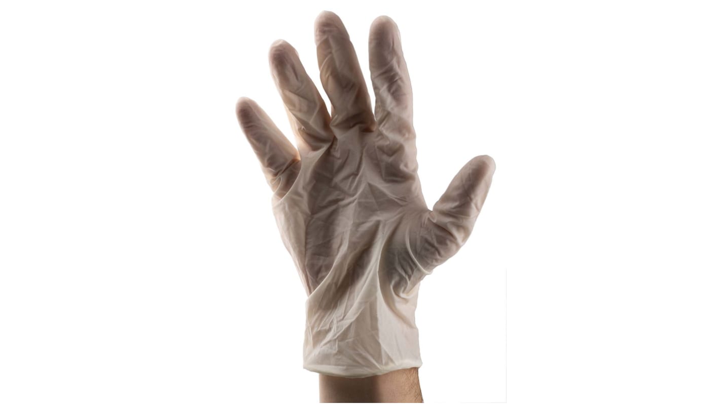 RS PRO Natural Colour Powder-Free Latex Disposable Gloves, Size 10, XL, 100 per Pack