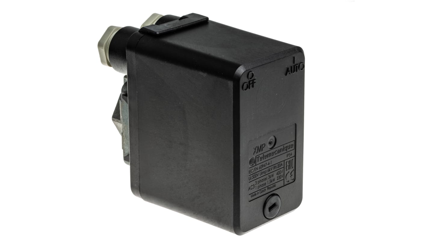 Telemecanique Sensors Pressure Switch, 0.3bar Min, 12bar Max, 2 NC Output, Differential Reading