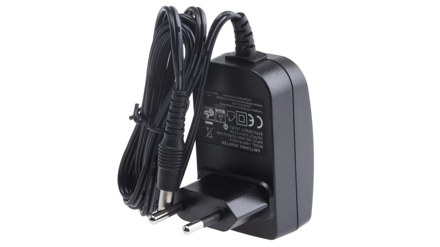RS PRO 18W AC/DC Adapter 5V dc Output, 3A Output
