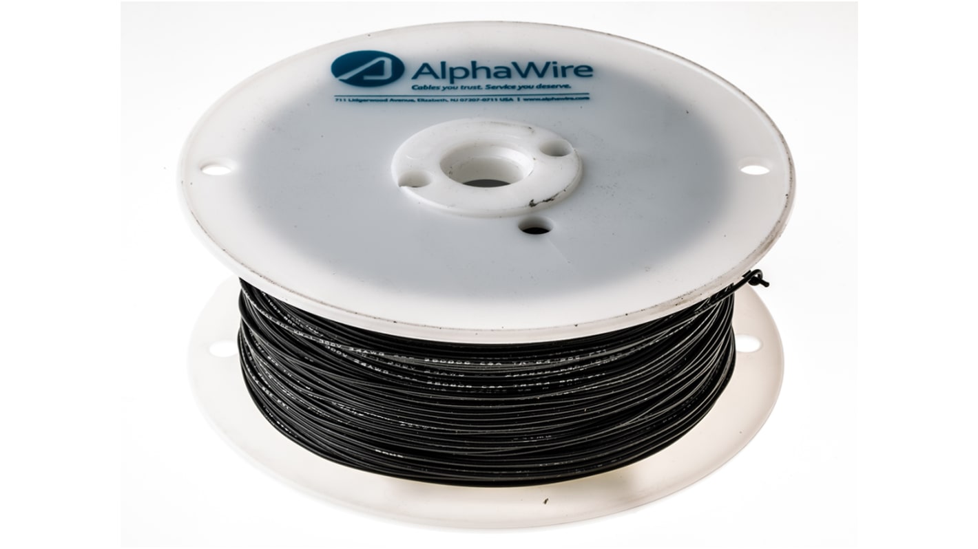 Alpha Wire Hook Up Wire Series Black 0.23 mm² Harsh Environment Wire, 24 AWG, 7/0.20 mm, 305m, PVC Insulation