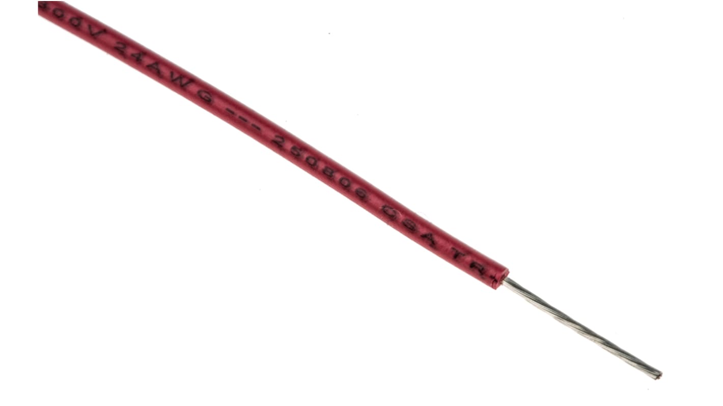 Alpha Wire Hook-up Wire PVC Series Red 0.23 mm² Harsh Environment Wire, 24 AWG, 7/0.20 mm, 305m, PVC Insulation, 3050