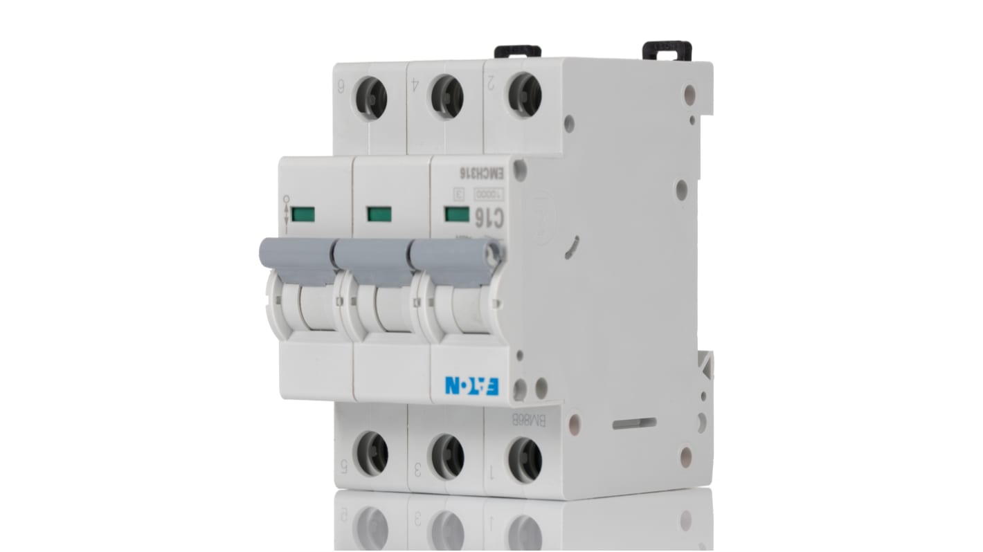 Eaton C型MCB, 3极, 10 kA分断, 16A, 230VAC, 48VDC