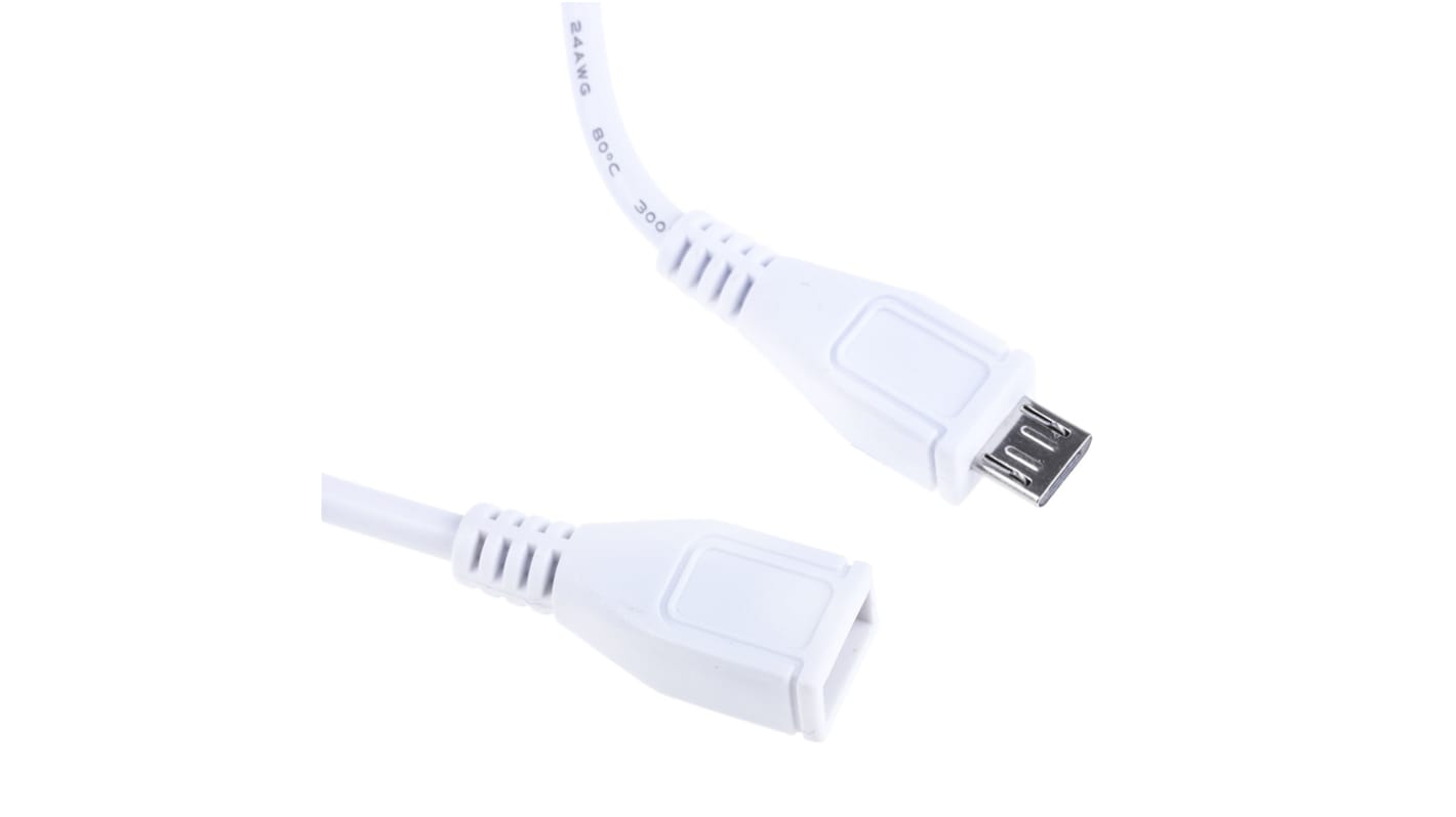 Cable Power USB 2.0 Cable, Male Micro USB B to Female Micro USB B USB Extension Cable, 200mm