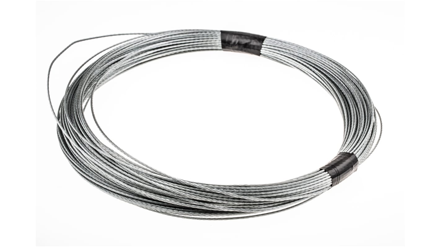 Cable metálico RS PRO de Metal Galvanizado, Ø 1,68 mm, long. 50m