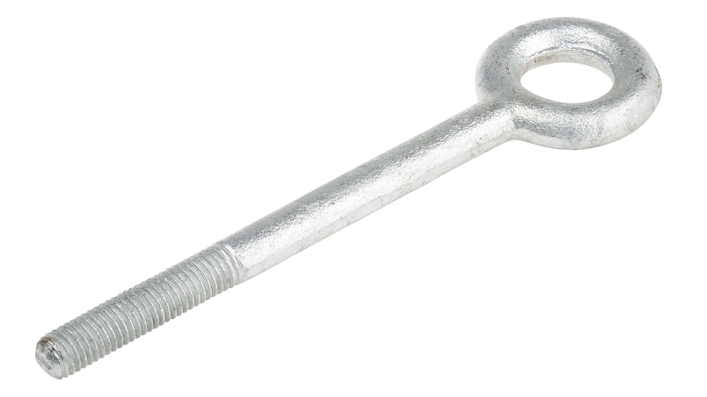 RS PRO Galvanised Metal Eye Bolt, M12 Thread, 50mm Thread Length, 24mm Internal Eye Diameter, 48mm Outer Eye Diameter