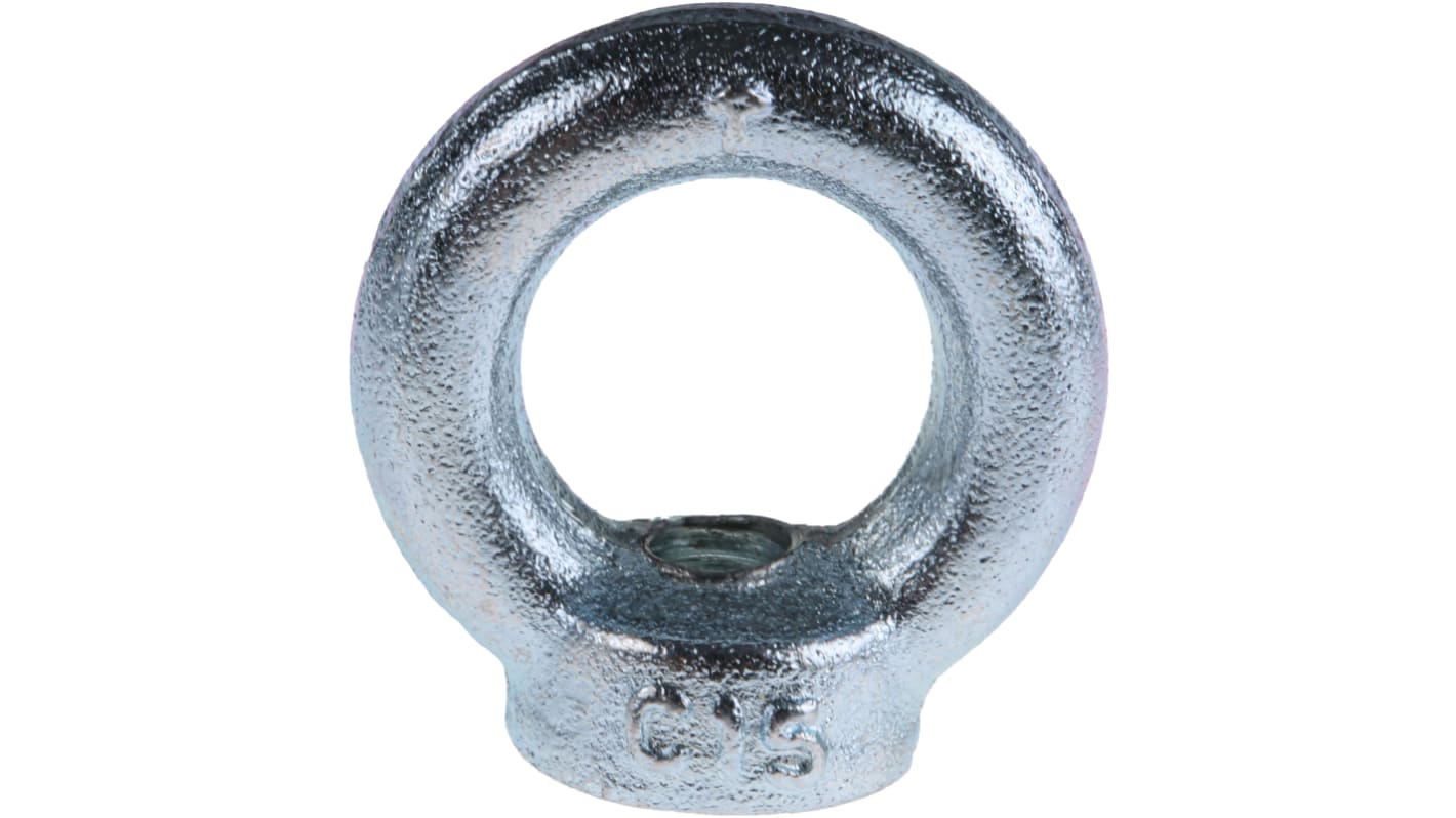 RS PRO Carbon Steel Eye Nut, M10 Thread, 25mm Internal Eye Diameter, 45mm Outer Eye Diameter, 0.23t Load