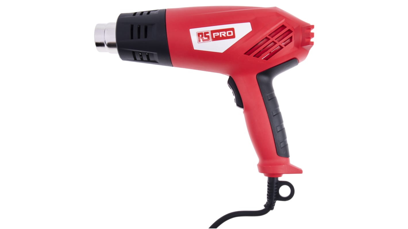 RS PRO 2kW有线热风枪, 220 → 240V, 最大500L/min, 最高550°C, C型-EuroPlug插头, EOT0201