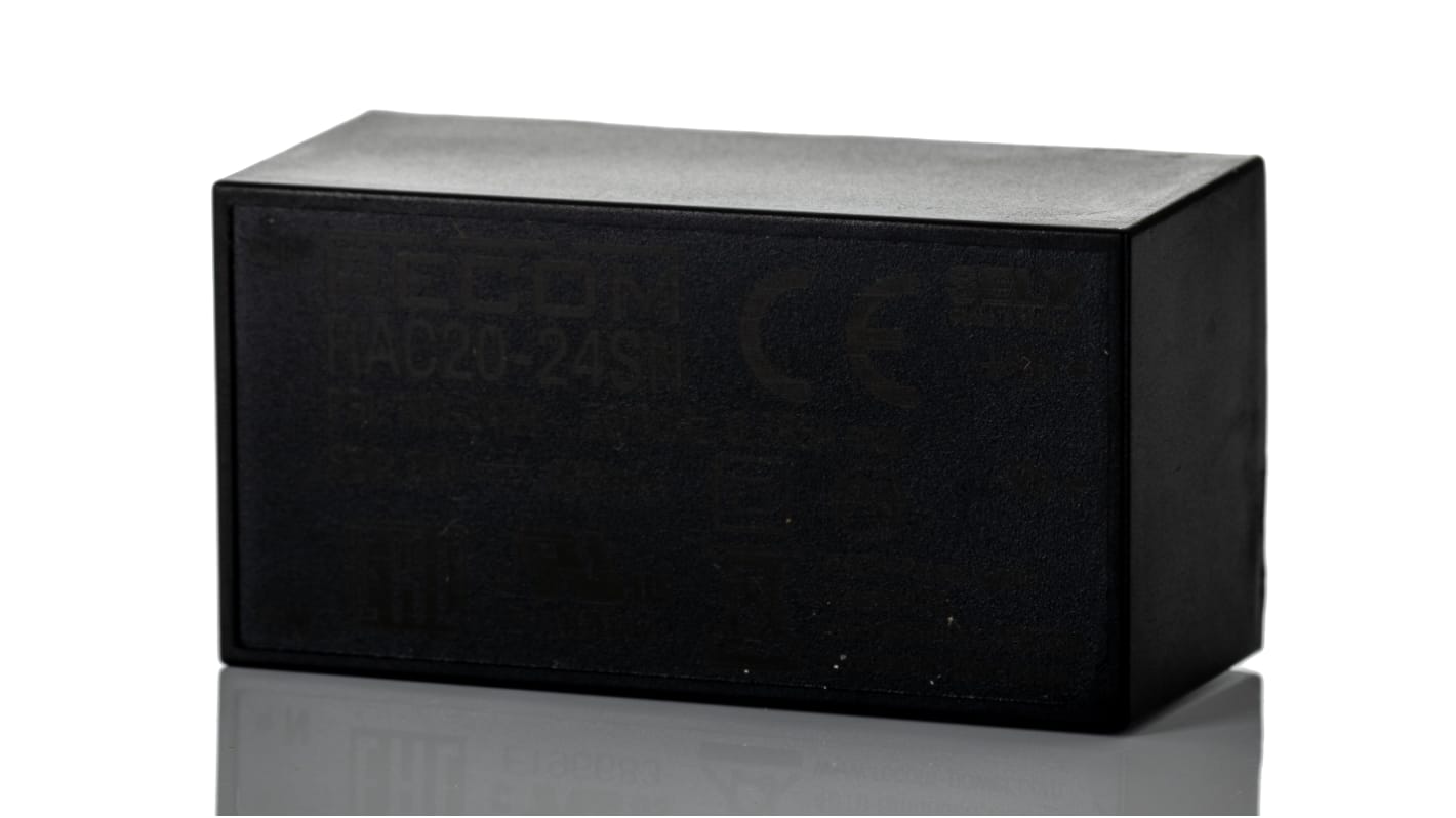 Recom Switching Power Supply, RAC20-24SN, 24V dc, 833mA, 20W, 1 Output, 120 → 370 V dc, 90 → 264 V ac