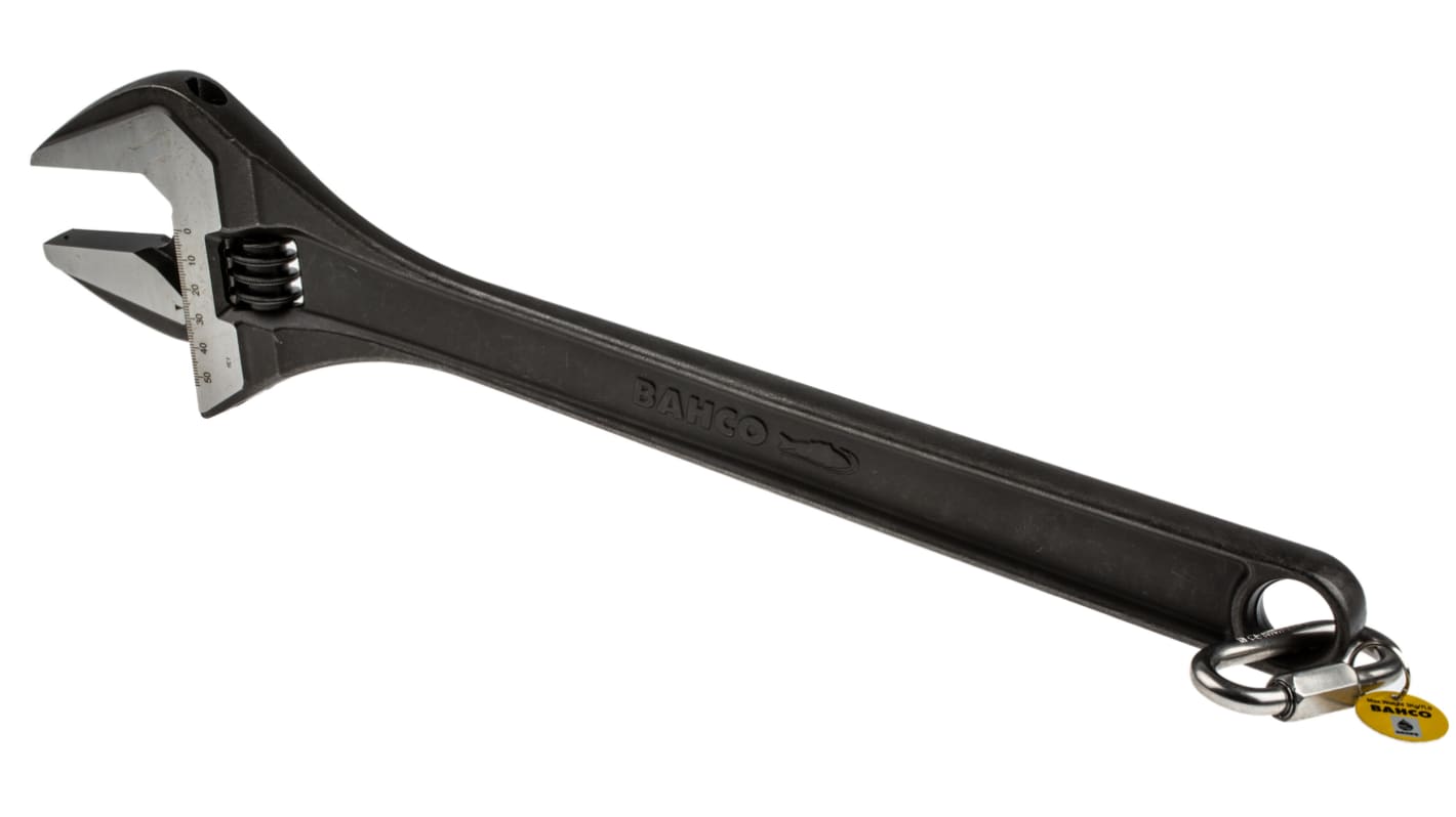 Bahco Adjustable Spanner, 455 mm Overall, 53mm Jaw Capacity, Metal Handle