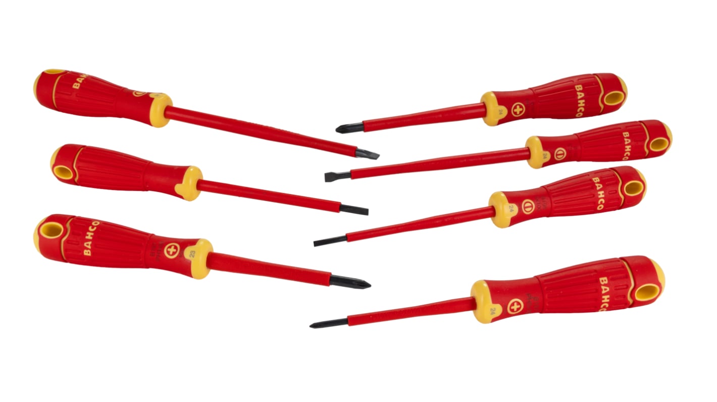 Bahco B220.007 Phillips; Slotted Insulated Screwdriver Set, 7-Piece