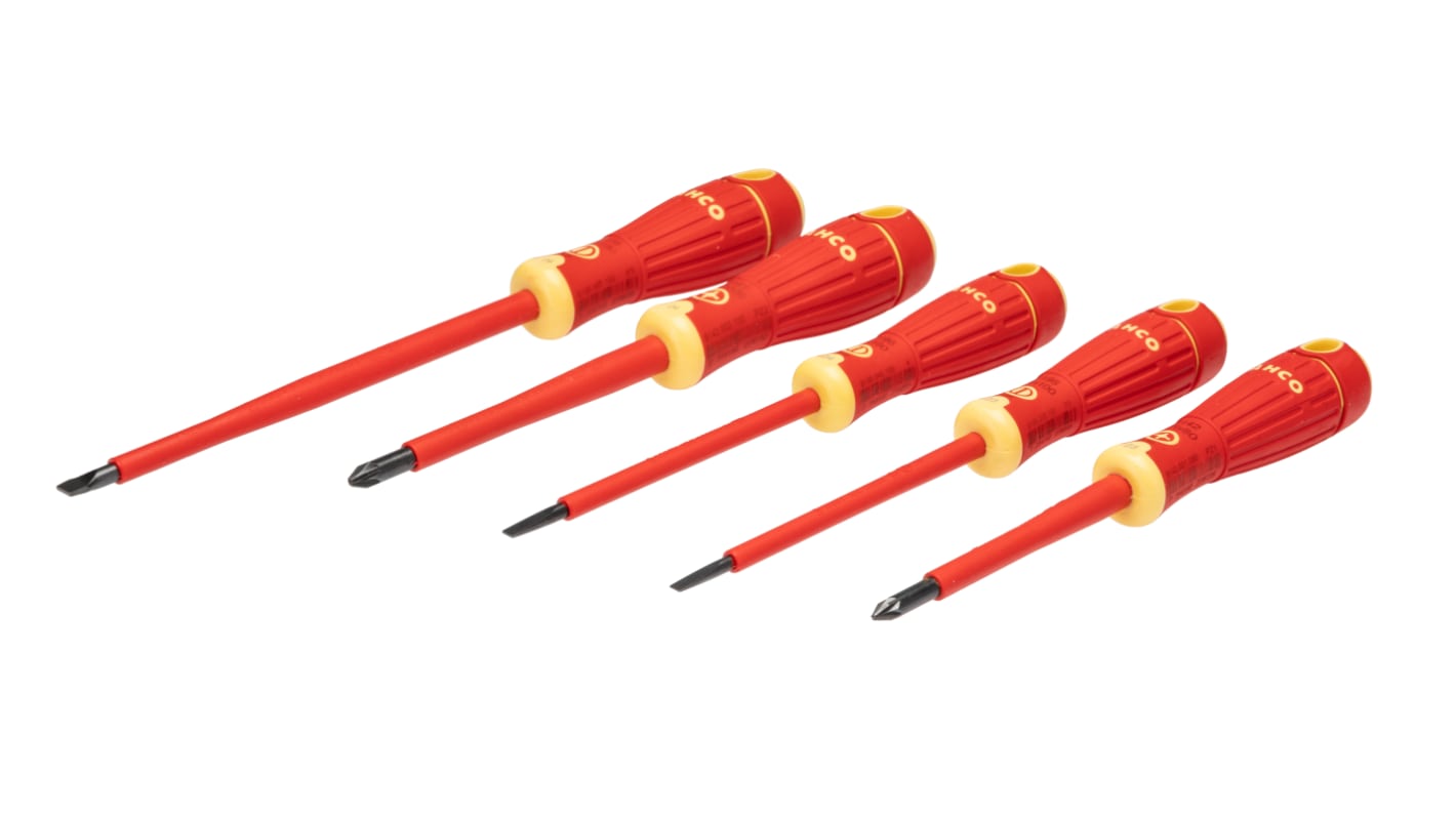 Bahco B220.015 Pozidriv; Slotted Insulated Screwdriver Set, 5-Piece