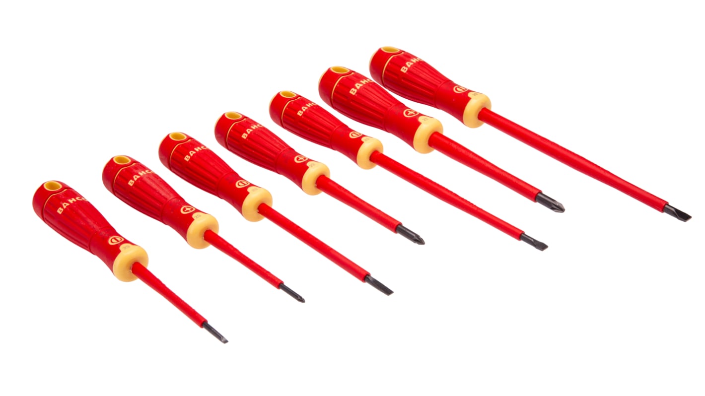 Bahco B220.017 Pozidriv; Slotted Insulated Screwdriver Set, 7-Piece