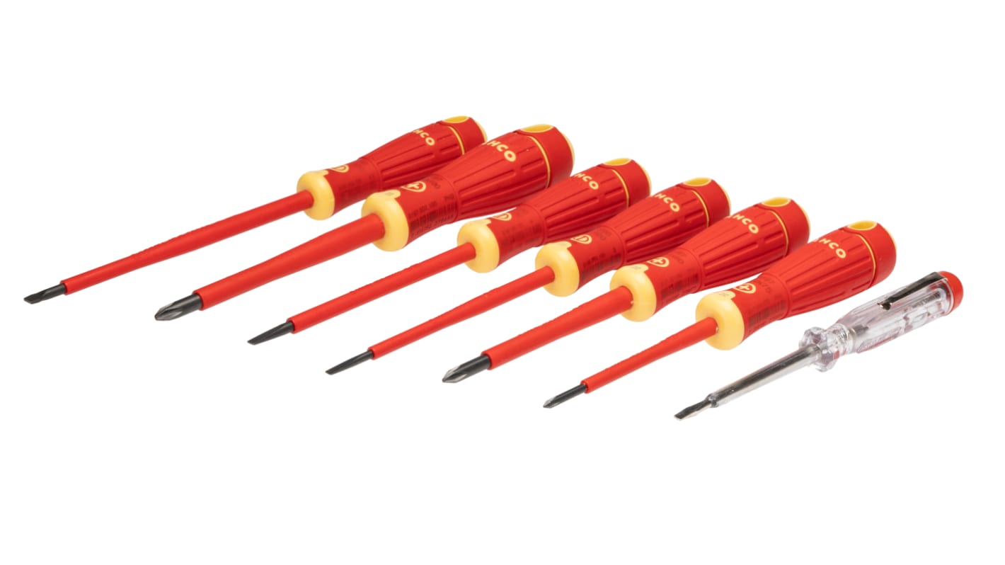 Bahco B220.027 Phillips; Slotted Insulated Screwdriver Set, 7-Piece