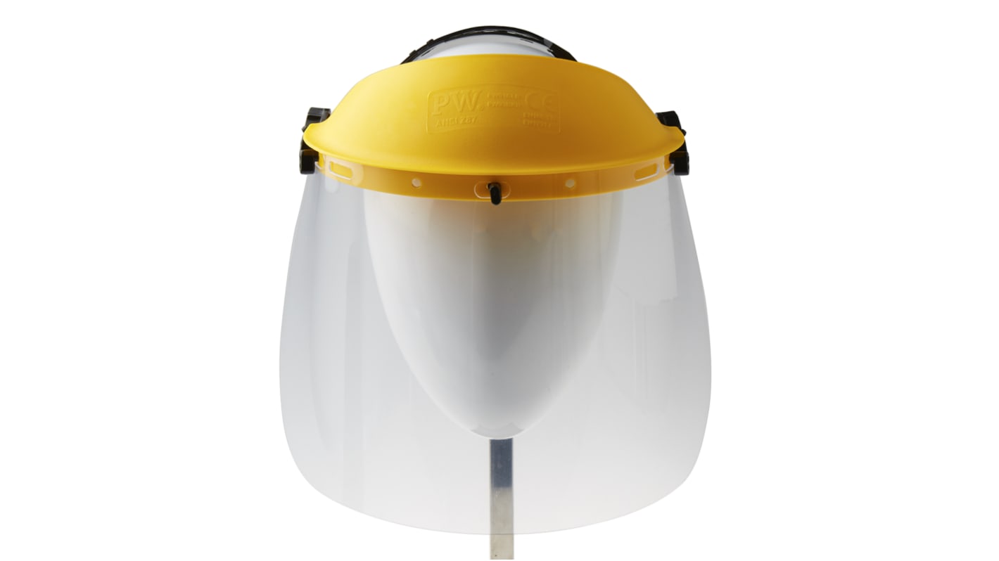 RS PRO Clear Flip Up Polycarbonate (Visor), Polypropylene (Brow Guard) Face Shield with Brow Guard , Resistant To Impact