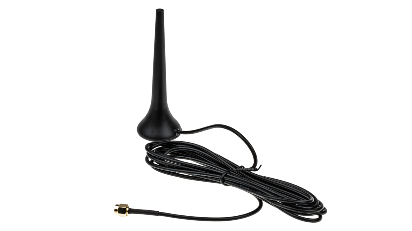 Siretta MIKE1A/2.5M/SMAM/S/S/20 Stubby Multiband Antenna with SMA Connector, 2G (GSM/GPRS), 3G (UTMS), 4G, 4G (LTE