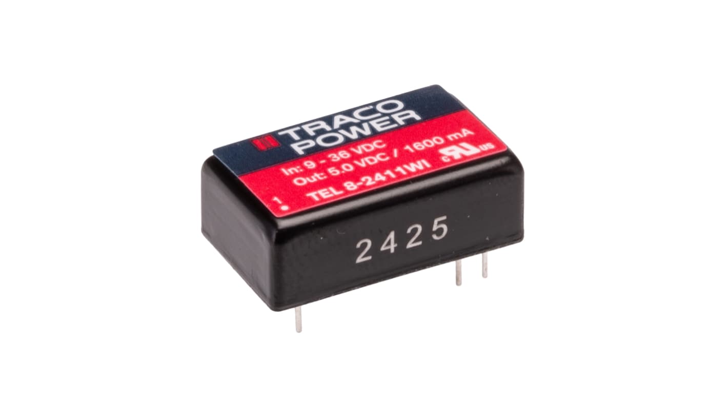 TRACOPOWER 隔离式DCDC转换器, 9 → 36 V 直流输入, 5V 直流输出, 8W, TEL 8WI系列