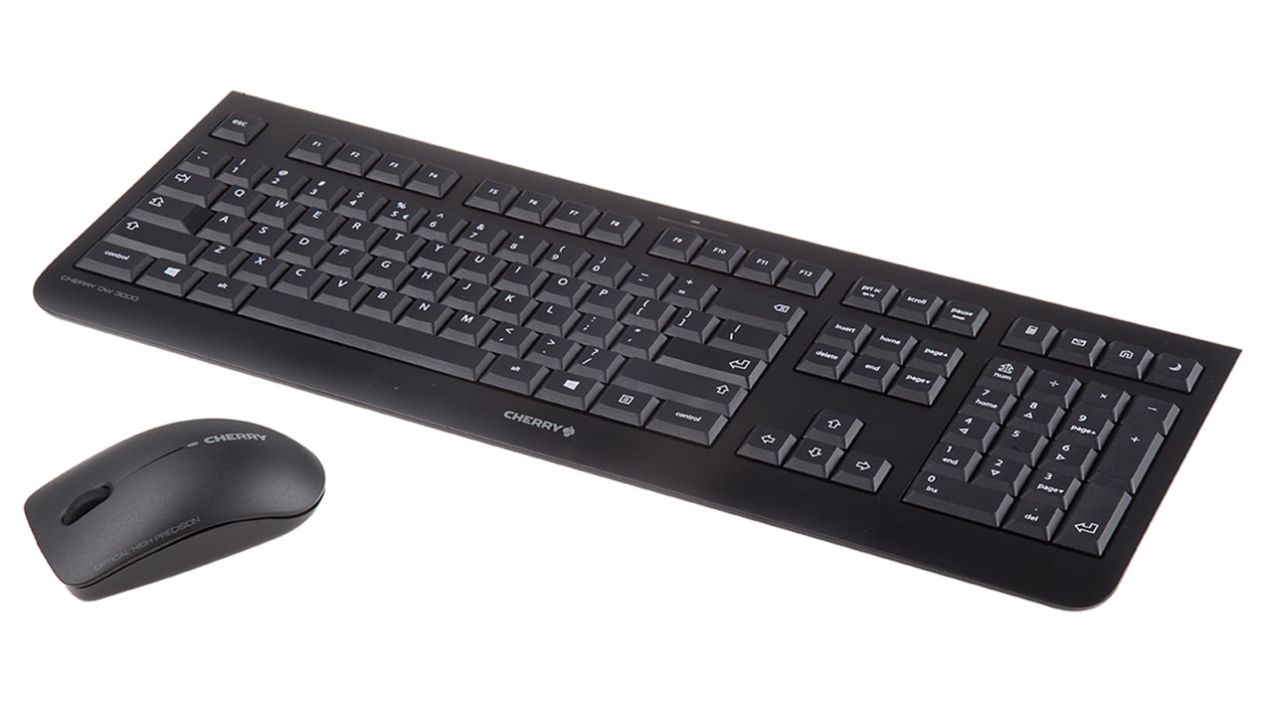 Cherry DW 3000 Wireless Keyboard and Mouse Set, QWERTY, Black (Keyboard), Black/Grey (Mouse)