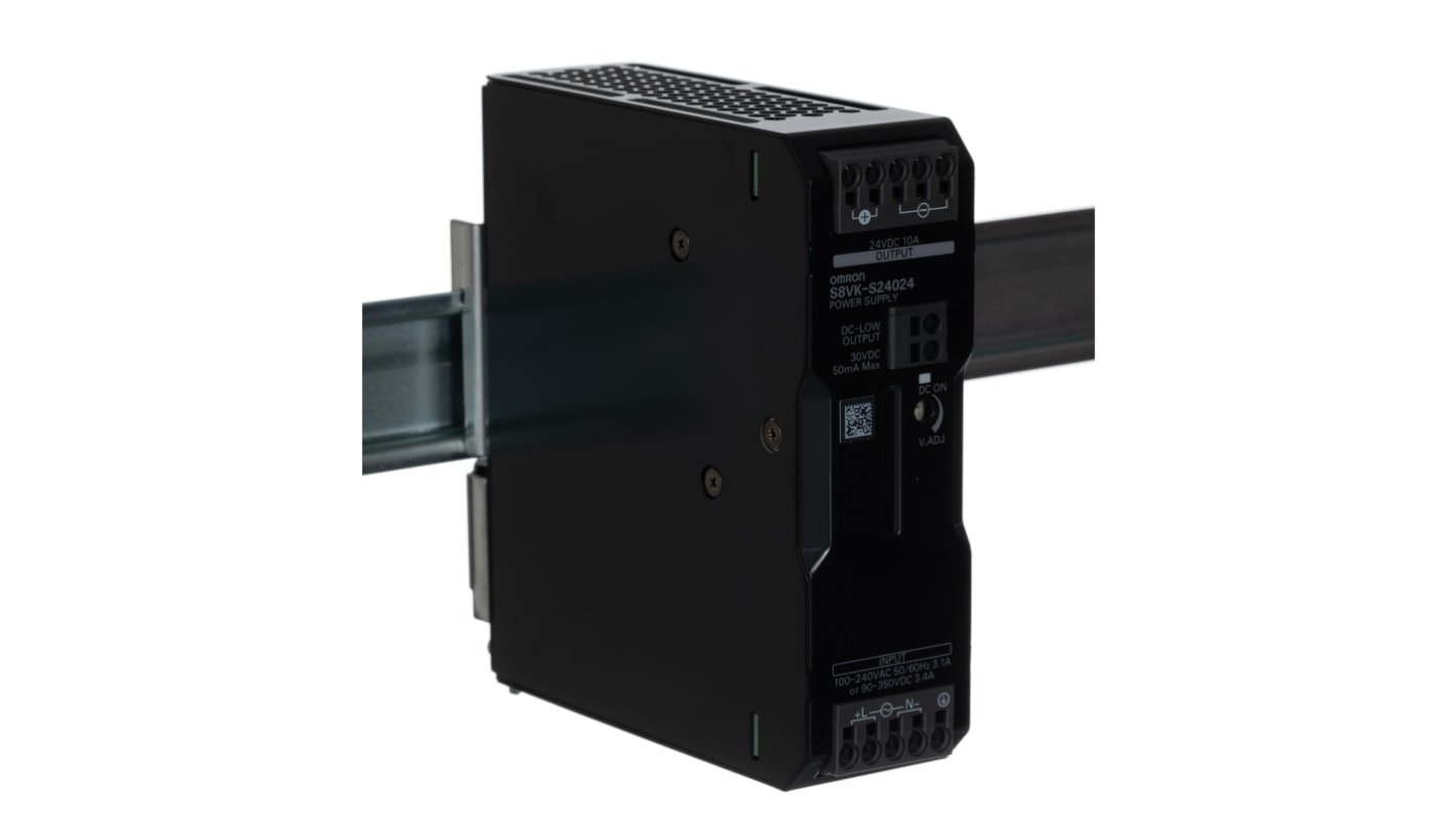 Omron S8VK-S Switched Mode DIN Rail Power Supply, 85 → 264 V ac, 90 → 350 V dc ac, dc Input, 24V dc dc