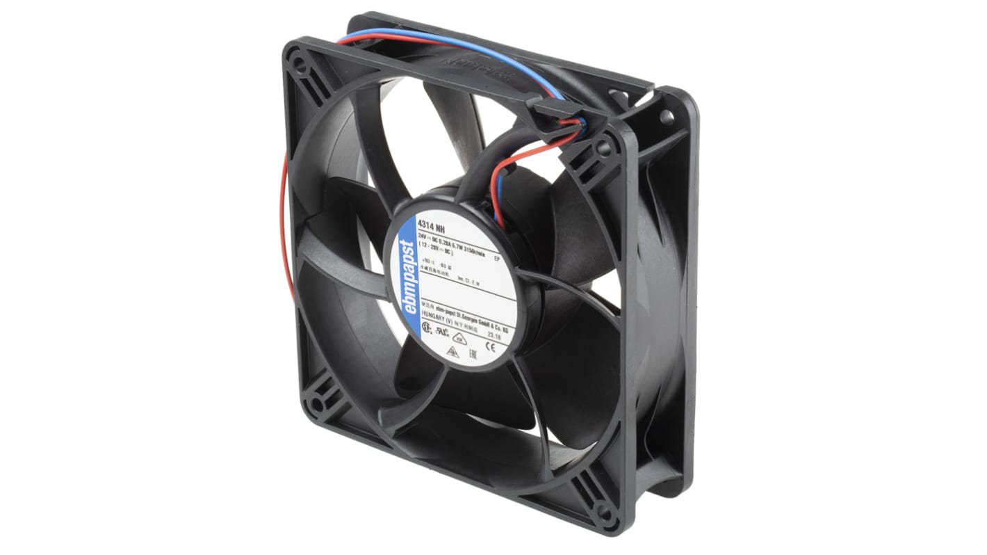ebm-papst 4300 N - S-Panther Series Axial Fan, 24 V dc, DC Operation, 285m³/h, 10W, 119 x 119 x 32mm