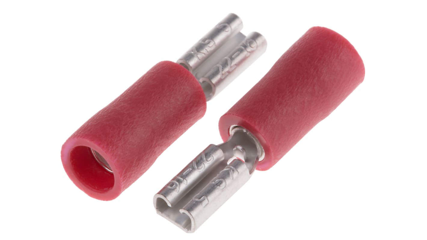 RS PRO Red Insulated Female Spade Connector, Double Crimp, 2.8 x 0.5mm Tab Size, 0.5mm² to 1.5mm²